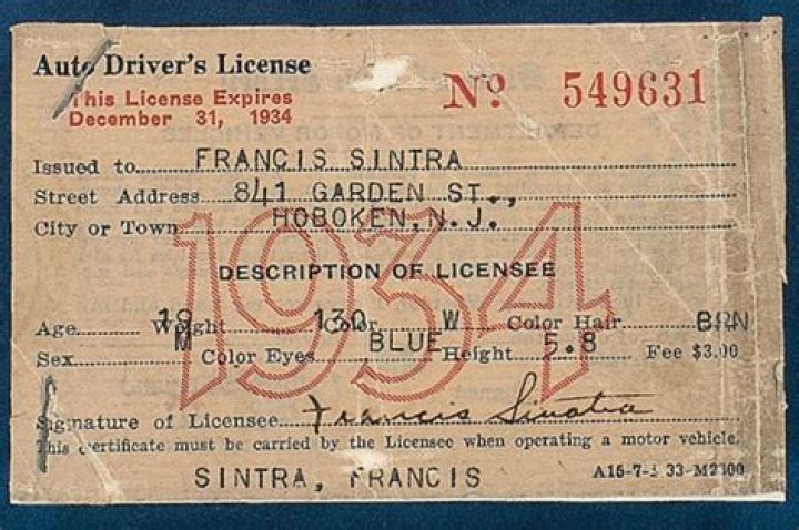 Frank Sinatra&rsquo;s first license goes for thousands at auction Page Six